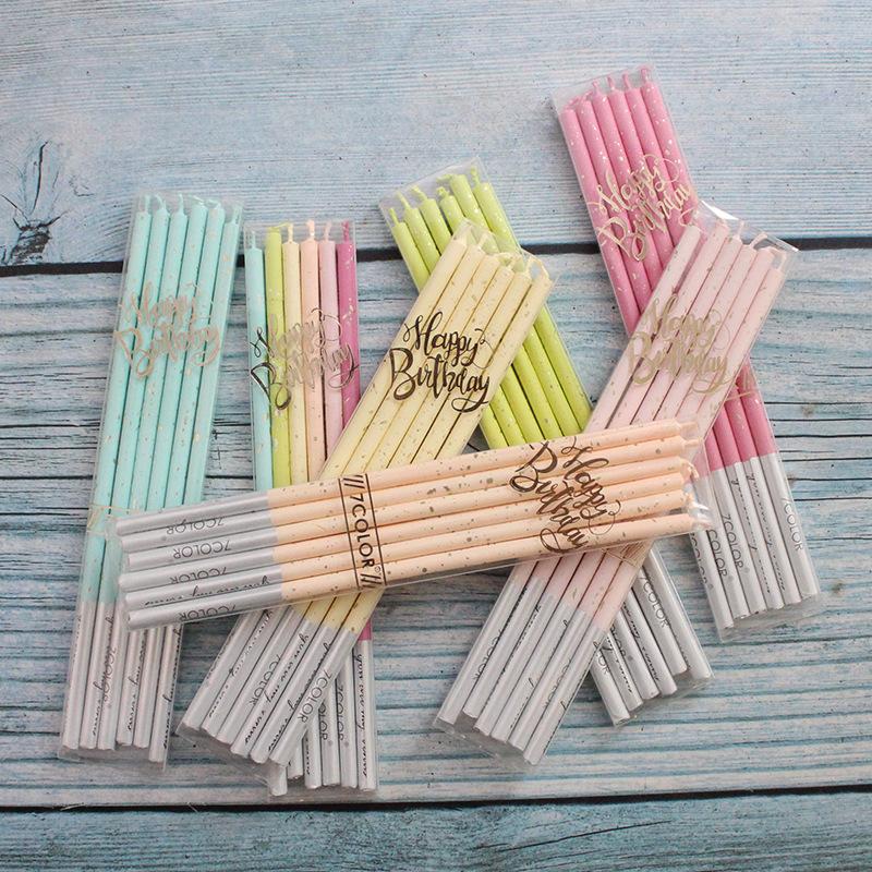 New Product Fanxing Series Multi-color Slender Pencil Candles Creative Birthday Romantic Party Layout Baking Candles