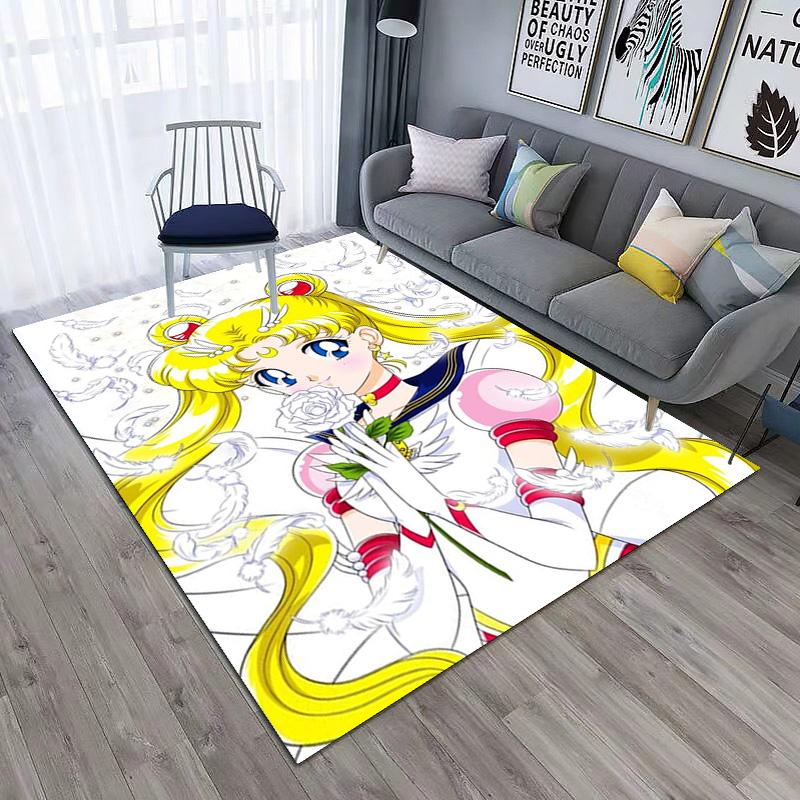 Cute cartoon theme Sailor Moon Tsukino Usagi cartoon rug Multifunctional household anti-slip decorative door mat, outdoor floor mat, and carpet Y14