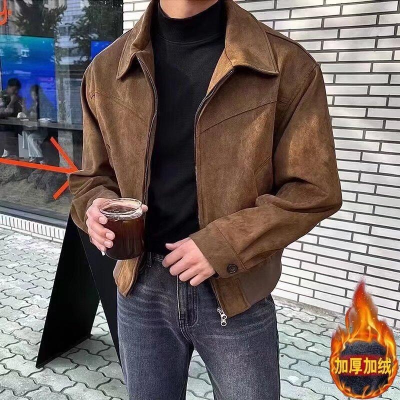 Maillard Wears American Retro Brown Coffee Suede Jacket Men'S Spring And Autumn Vintage Short Flight Jacket