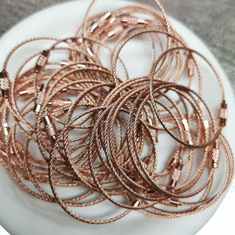 20PCS color paint wire rope 25 colors manufacturer wholesale key ring chain DIY tag cartoon key lanyard accessories