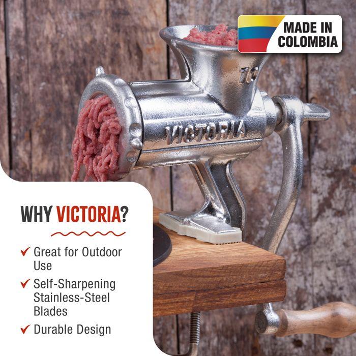 Hachoir à Viande Manuel, Poussoir Saucisses, Chorizo, Hachoir à Saucisses, Fonte Victoria 30049 Chromé