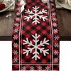 Christmas Snowflake Table Runner Durable Linen Dining Tablecloth Stain Resistant Holiday Decor