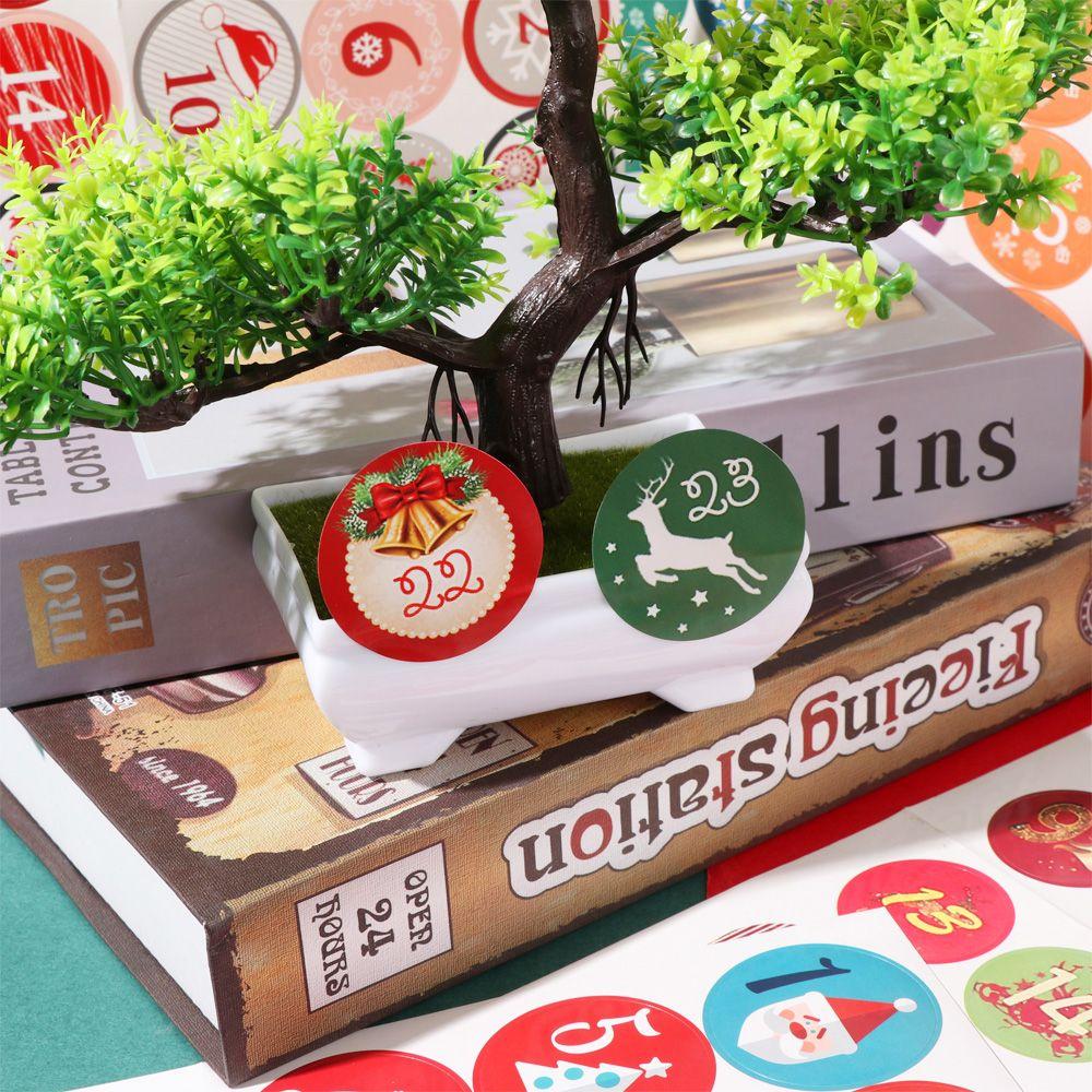 Self Adhesive Xmas Ornament Advent Calendar Number Christmas Label Packaging Labels Paper Sticker
