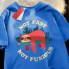 Nicht schnell Nicht wütend Süßes Faultier Herren T-Shirts Hip Hop Rundhals Kurzarm Sommer Baumwoll Tops Lässig Schweiß Übergröße T-Shirts