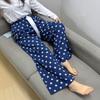 Damen-Blumen-Baumwoll-Seiden-Pyjama - Große Größen, Sommer, Leicht, Für draußen, Gerades Bein, Lockerer Schnitt