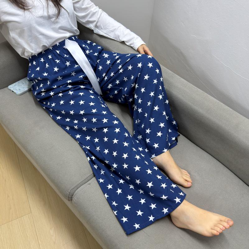 Damen-Blumen-Baumwoll-Seiden-Pyjama - Große Größen, Sommer, Leicht, Für draußen, Gerades Bein, Lockerer Schnitt