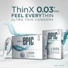Manforce Epic Thinx Ultra Thin Condoms for Men - 3 Count| 0.03mm| Vegan| No Harsh Chemicals| Easy Peel Pack with Disposable Pouch