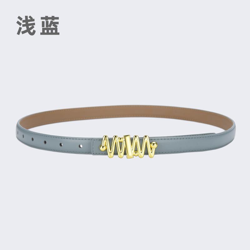 Belt Women'S Jeans Leather Simple Style Decoration Black Casual Thin Belt Tide
