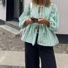 Women's Summer New Sweet Casual Lace Up Striped Top