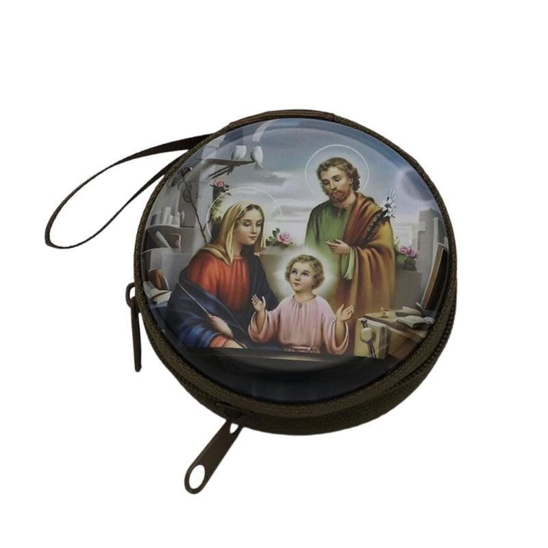 Catholic Rosary Pouch Religious Jewelry Storage Box Coin Purses Rosary Prayer Bag Religious Jewelry Storage Box Gift