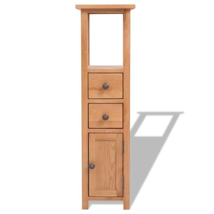 Étagère d'angle en bois de chêne massif - VidaXL - 26 x 26 x 94 cm - 2 tiroirs coulissants