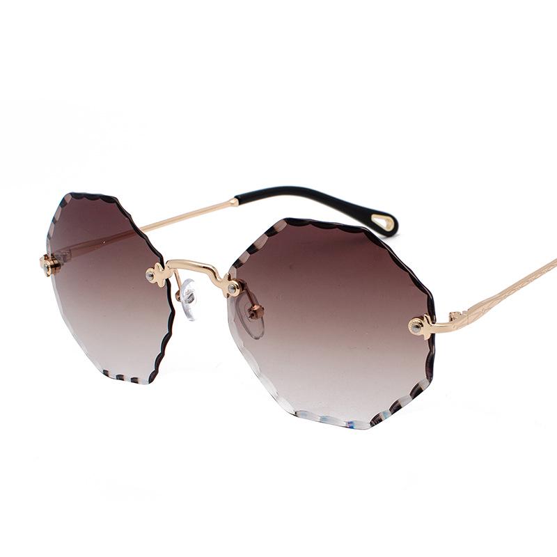 Premium UV Protection Rimless Rhinestone Sunglasses Multi-color Frameless Shiny Gradient Glasses Vintage Eyewear for Women