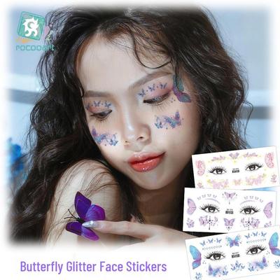 Waterproof Butterfly Glitter Face Tattoo Stickers for Festival Dance Parties