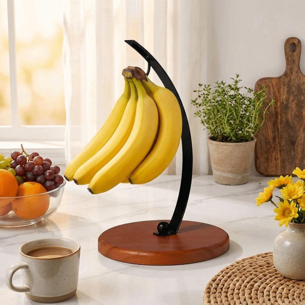 With Wood Base Metal Banana Holder Draining Grape Stand Decorative Rack Fruit Hanger Home Use
