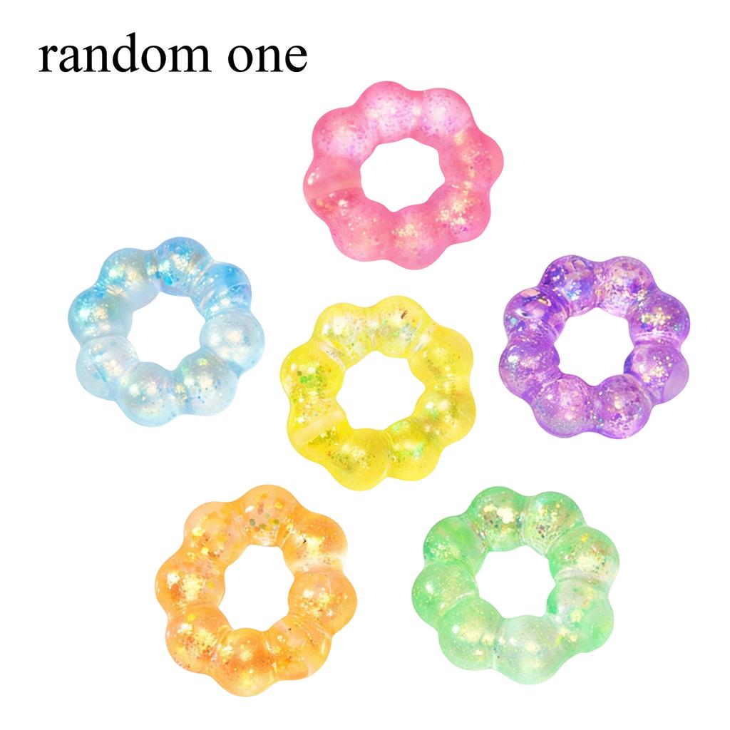 Glitter Donut Shaped Squishy Bracelet Sensory Fidget Toy Soft Stretchable Hand Wristband for Stress Relief and Focus Random Style
