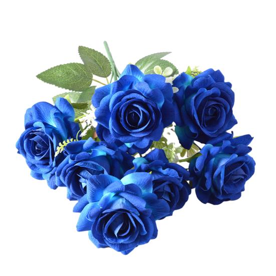 7-Head Artificial Rose Realistic Fake Flower Bouquet Home Office Wedding Party Indoor Outdoor Faux Bloom Table Centerpiece Decoration