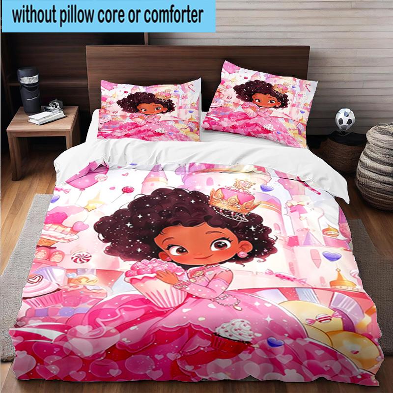 3PCS Black Princess Magic Celebration 3pcs Bedding,Including 3PCS Duvet Cover And 2pcs Pillowcases Perfect for Christmas,Ideal for Bedroom, Dormitory