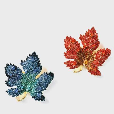 2024 Luxury Red Maple Leaf & Blue Brooch - Elegant Women's Suit Pin Accessory