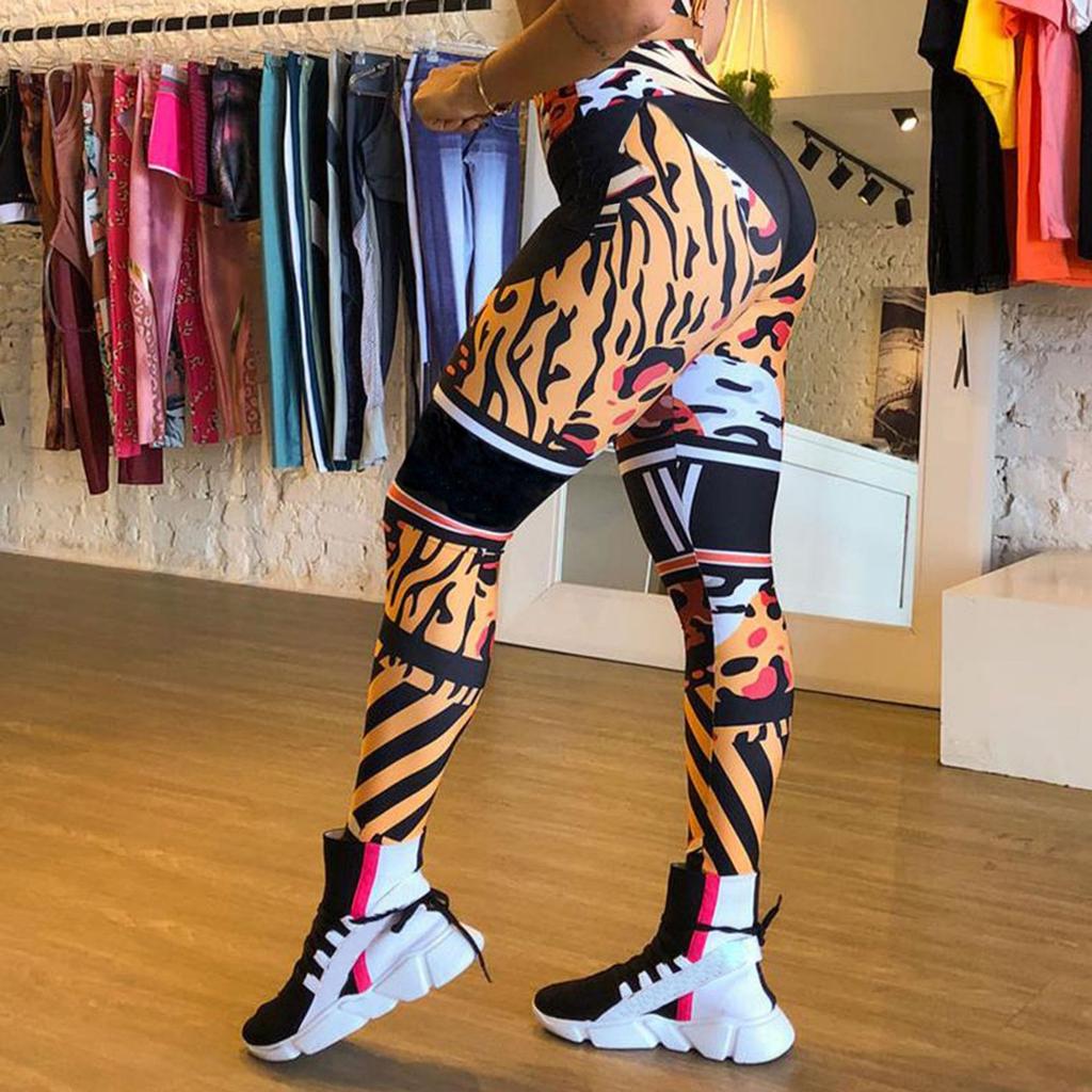 Printed Tight Pants, High Waisted Sports Leggings, Women's Yoga Clothes, Yoga Pants, Elastic Sports Pants