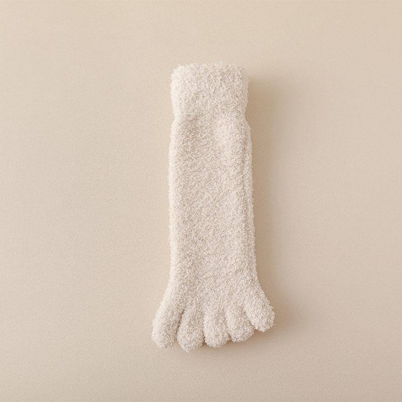 

Осень-зима женские утолщенные носки из кораллового флиса с пятью пальцами, мягкие носки средней длины, домашние носки для сна, носки с разделенным носком One Size