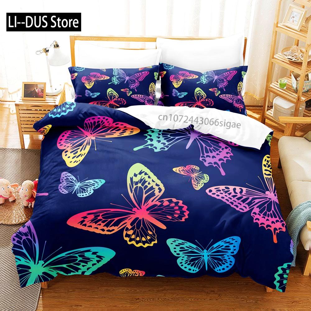Butterfly Bedding Set Single Twin Full Queen King Size Mountain Elf Bed Set Aldult Kid Bedroom Duvetcover Sets 3D Anime 034