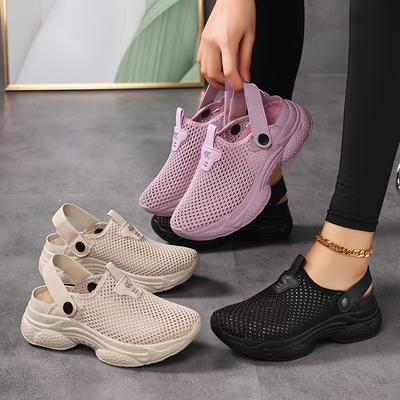 Women's Breathable Slip-On Casual Sneakers - Thick Cushioned Sole, Round Toe Design, Fabric Upper & MD Outsole, All-Season Comfort