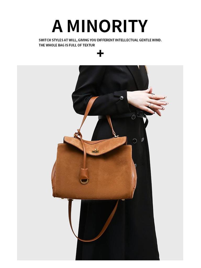 2024 Winter Retro Suede Women's Color Block Crossbody Handbag - Large Capacity & Versatile Fashion