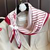 Spring/Summer Soft Satin Imitation Silk Neck Scarf 2024 New Stripe Wrap for Women Breathable Flower Printing Square Scarf