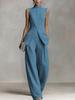 2026 Women's Solid Color Sleeveless Shirt and Pants Set