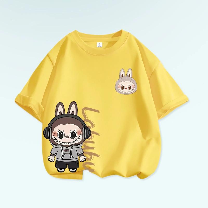 Tricou cu grafică de desene animate Monstru Elf Labubu pentru copii, imprimat, de vară, casual, pentru exterior, pentru fete, cu mânecă scurtă, top