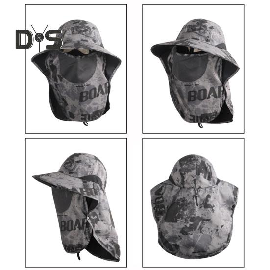 Men's Sun Hat Outdoor Hiking Sun Protection Cap with Solar And USB Powered Fan Wide Brim Fishing Hat with Neck Flap for Men Women