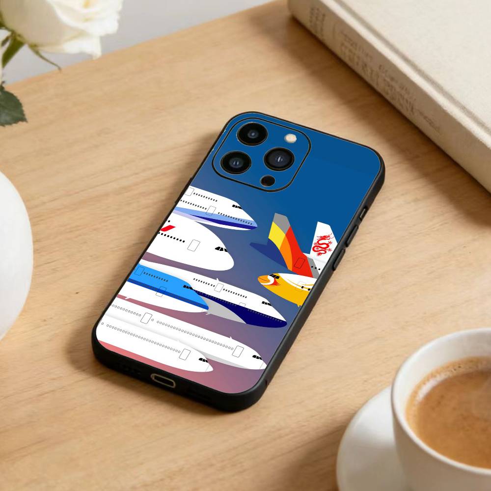Graffiti Travel Airplane Pattern  Phone Case For iPhone 17 16 15 14 13 12 Max Plus Silicone Black Cover