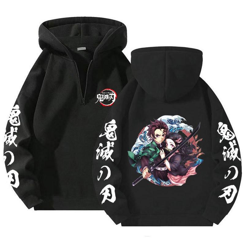 Unisex Bluza z Kapturem Anime Zapinana na Zamek Luźny Krój Długi Rękaw Bluza Jesienna Codzienna
