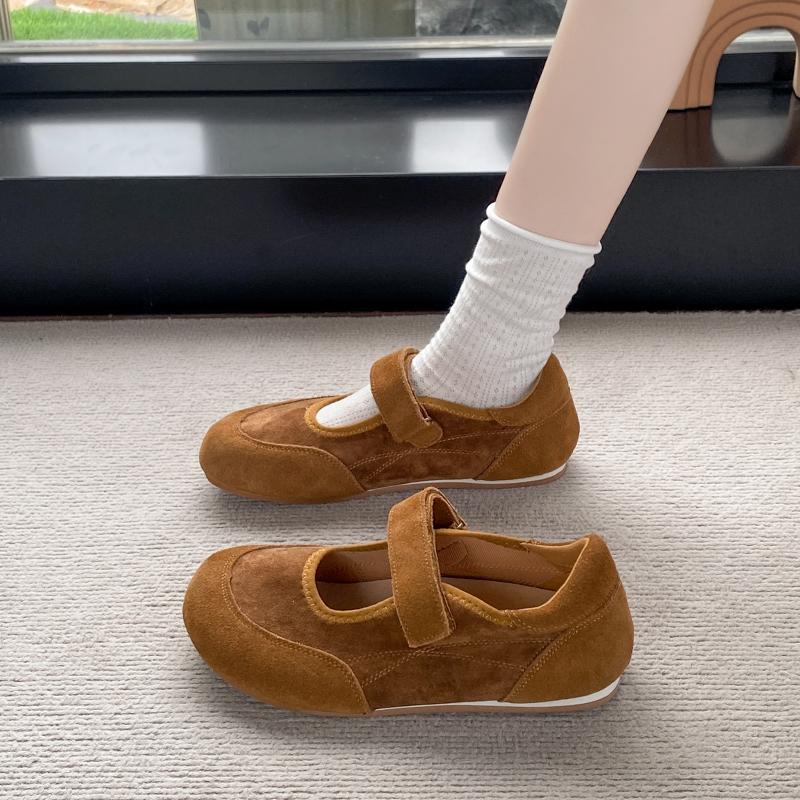 

Fashion Women s Mary Janes Shoes Suede Leather Shallow Spring Casual Woman Ballet Flats Soft Breathable Concise Style Loafers 35