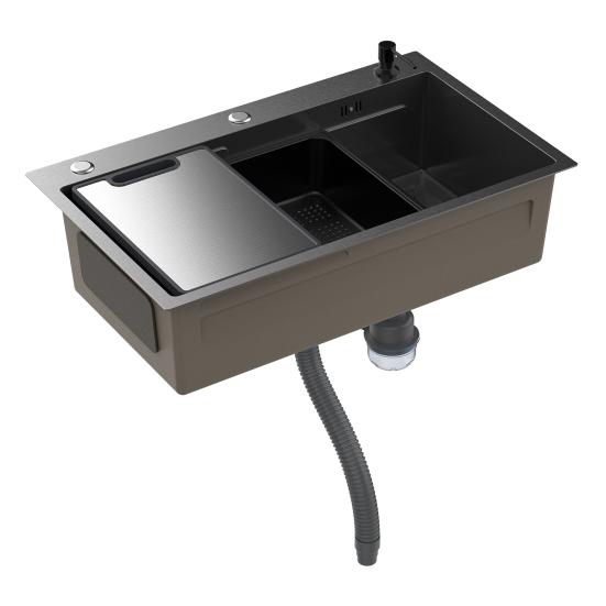 Multifunctional Kitchen Sink Top-Mount Sink 30 Inch Drop In Single Bowl Stainless Steel Black Workstation with Accessories (29.5" X 17.7")