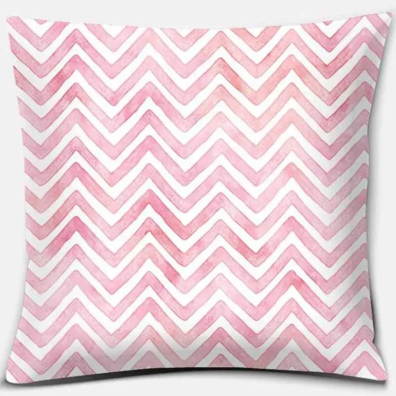 Home Decor Pink Printed Square Polyester Pillowcase Car Sofa Cushion Cover For Bedroom Living Room Sofa X