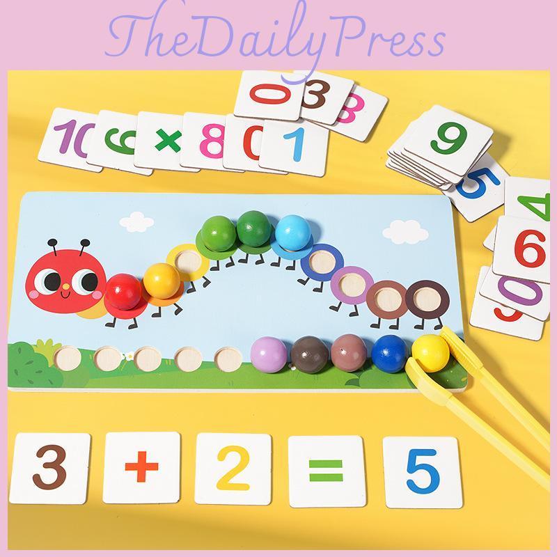 Wooden Caterpillar Counting Bead Puzzle For Child Parent Interaction