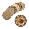 Round Faux Jute Placemats, Woven Table Mats with Nordic Pattern, Heat Resistant Pad for Dining Table, Restaurant Hotel Kitchen Decor