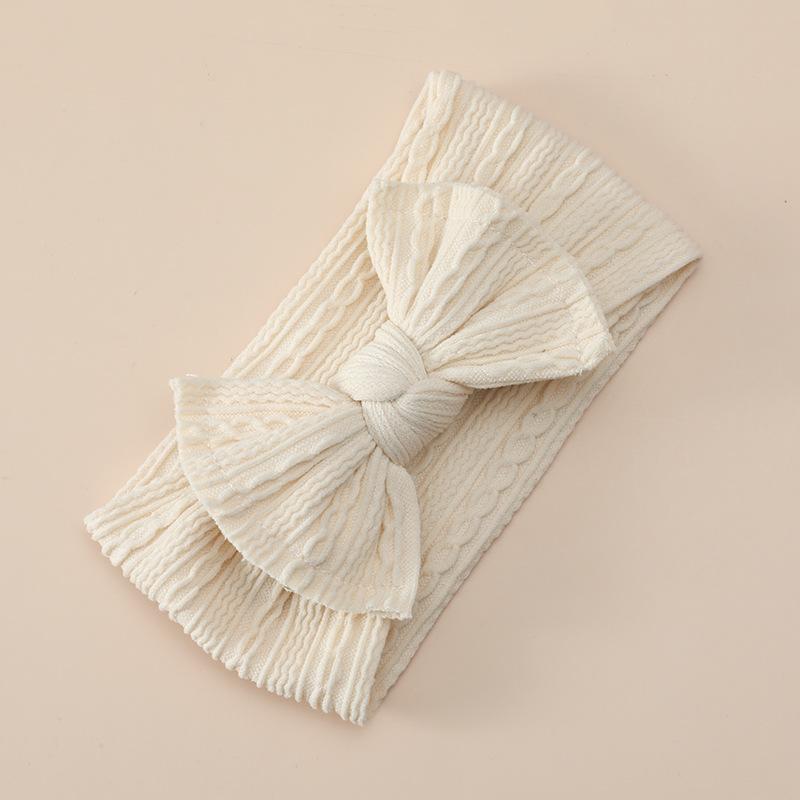 Opaska Dziecięca z Kokardą Podwójna Żakardowa Szeroka Elastyczna Węzeł na Górze Regulowana dla Dziewczynek 0-24 Miesięcy Miękka Bawełniana Opaska Niemowlęca Do Zdjęć Noworodkowych