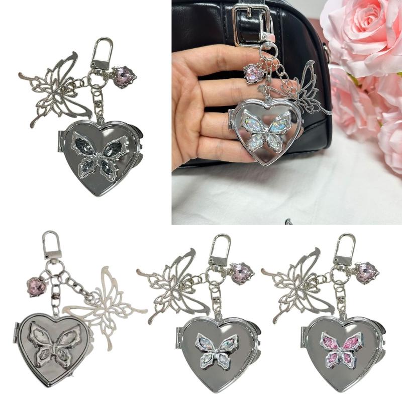 Vintage Style Butterfly Heart Keychain Lightweight Butterfly Heart Keychain With Vintage Appeal for Bags Keys Backpacks