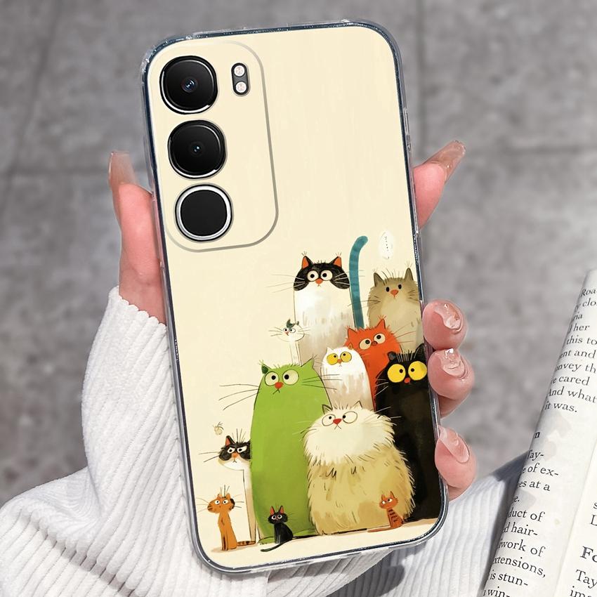 Cute Casing For Vivo Y19s Y19 Y17s Y17 Y16 Y15 Y13 Y12 Y11 Phone Covers Cute Penguin Frog Housing Clear TPU Non Slip Silicone Soft Shell For Vivo Case
