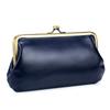 New European and American Retro Clip Bag, Simple Leather, Long Clutch Bag, Wallet, Clutch Mouth, Gold Storage Bag, Large Capacity