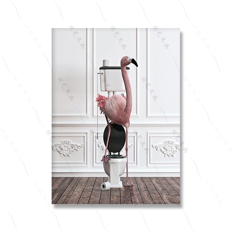 Tier Retro Bad Toilette Wand Kunst Leinwand Malerei Lustige Panda Dinosaurier Flamingo Badewanne Poster Druck Kinderzimmer Wohnkultur