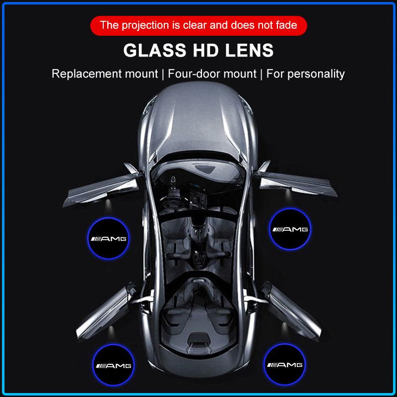 2pcs HD Led Welcome Light Car Door Projector Lamps Car Accessories For Mercedes-Benz CLA CES CLS SLK GLK CLK SLS CLG GLE GLC GLB EQC GLA GLS SLC