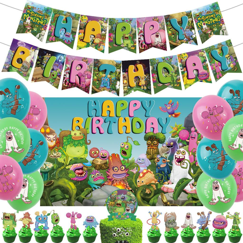 Themed Concert Monster Birthday Party Decorations Hanging Flag Banner Set Balloon