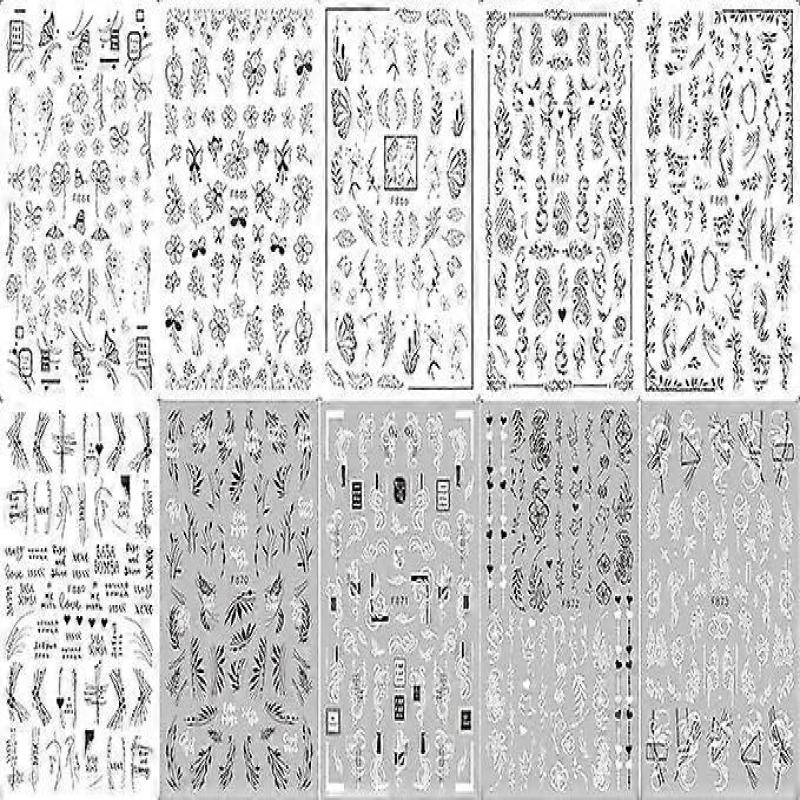 Flowers Nail Stickers Nail Art 10 Sheets Self Adhesive Nail Stickers Deco Ongle Nail Art Design Mani