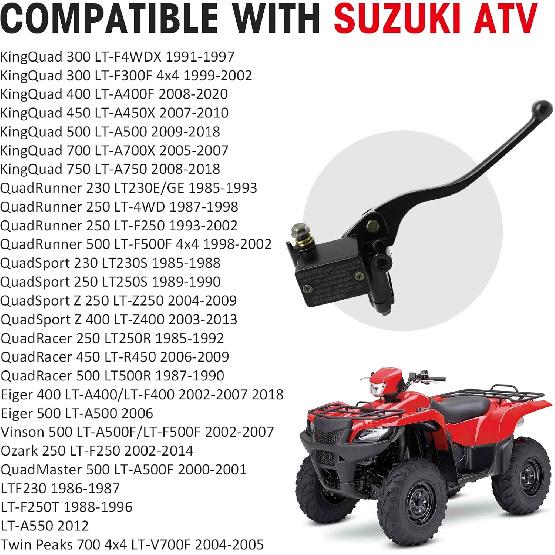 Front Brake Master Cylinder Compatible With Suzuki KingQuad QuadRunner QuadSport QuadRacer Eiger Von Ozark QuadMaster LTA LTF OEM#59600-44B11