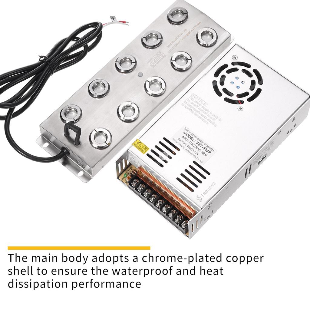 5000mL/H 10 Head Ultrasonic Mist Maker Fogger Humidifier Greenhouse Aeromist Hydroponics with Switching Power Supply
