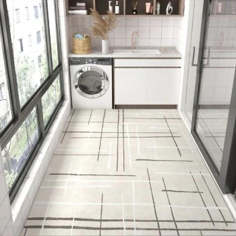 Striped PVC Kitchen Carpet Living Room Non-slip Leather Rugs Thick Entrance Door Mat Balcony Waterproof Oil-proof Large Area Rug