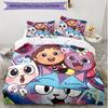 3pcs Duvet Cover Set (1*Duvet Cover + 2*Pillowcase, Without Core), Gabby's Dollhouse Print Soft All‑Season Bedding Set, Home Bedroom Decor Gift